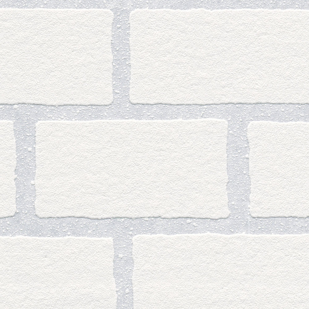             Carta da parati in mattoni da dipingere, con effetto 3D - verniciabile, bianco
        
