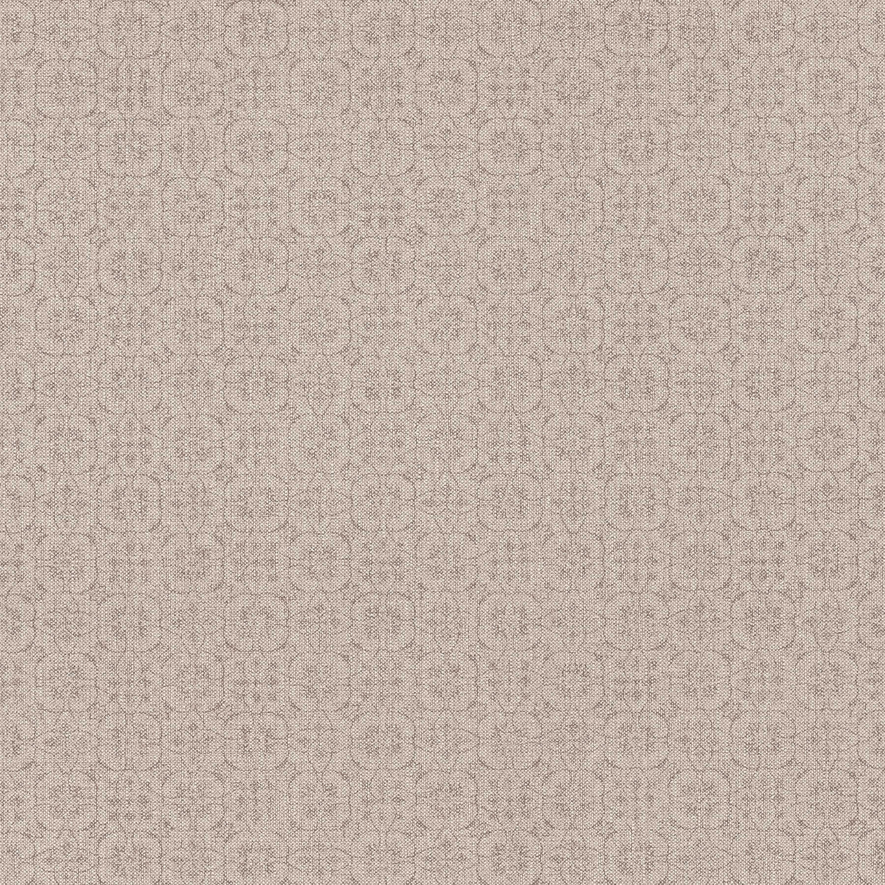 Linen look wallpaper with scandi style pattern - brown
