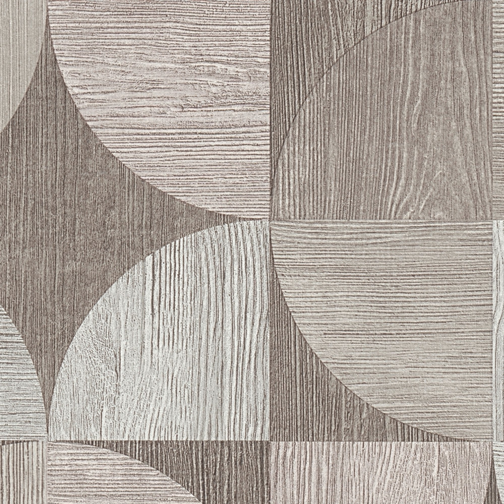             Behang met grafisch patroon in houtlook - grijs
        