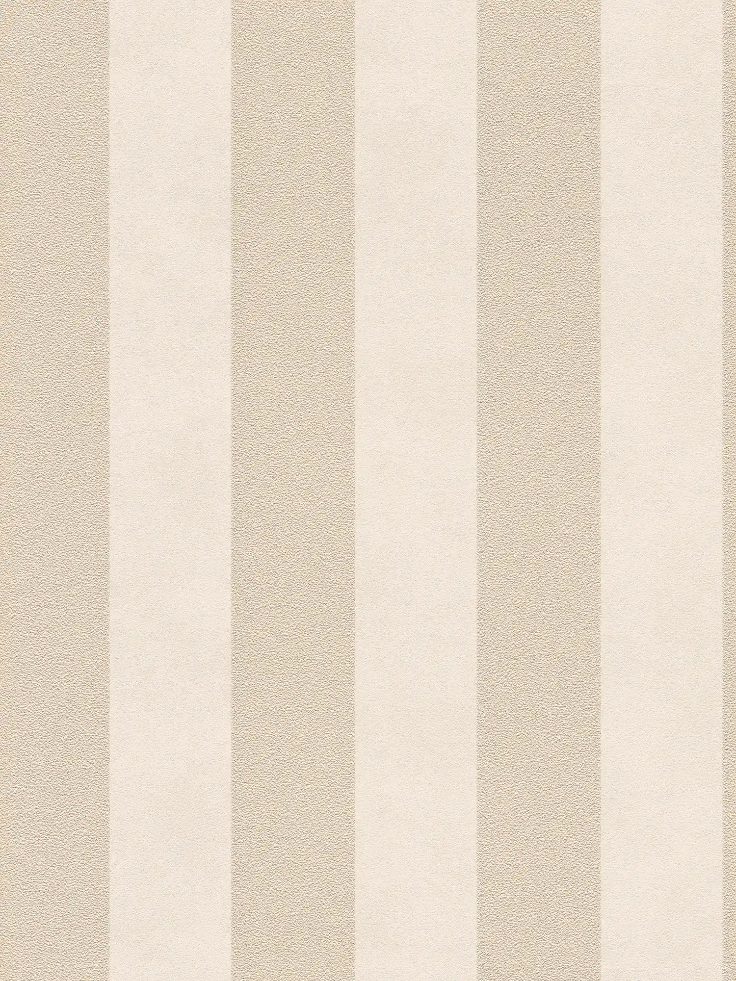Papel pintado de rayas en bloque con patrón de color y estructura - beige, oro, crema
