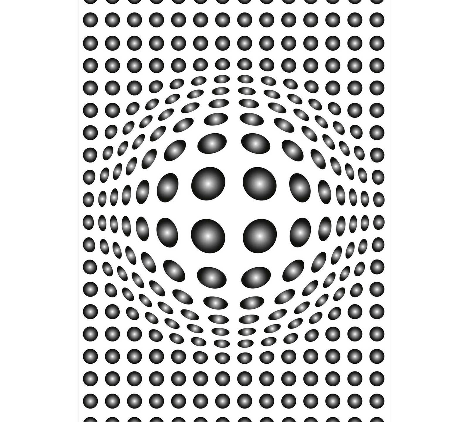         Black and white photo wallpaper with 3D dot pattern, portrait format
    