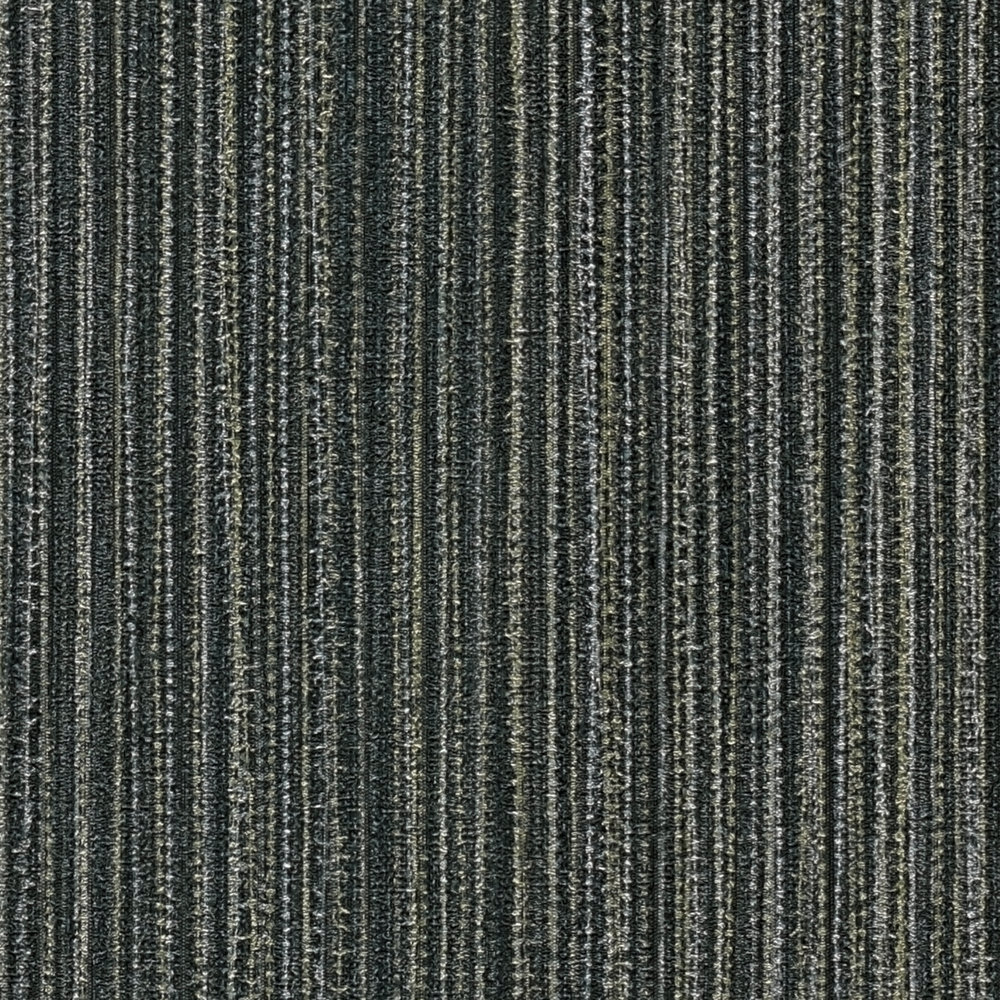             Papel pintado con diseño textil y efecto de líneas - Negro
        