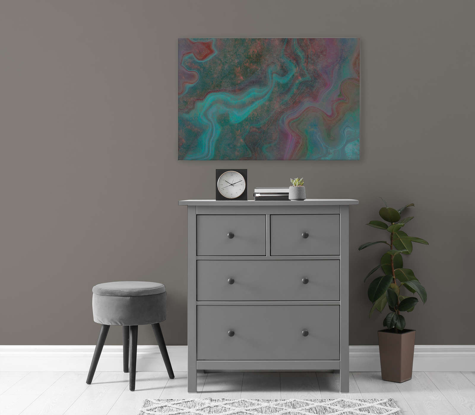             Marble 3 - Tableau sur toile avec structure rayée en aspect marbre coloré pour mettre en valeur - 1,20 m x 0,80 m
        