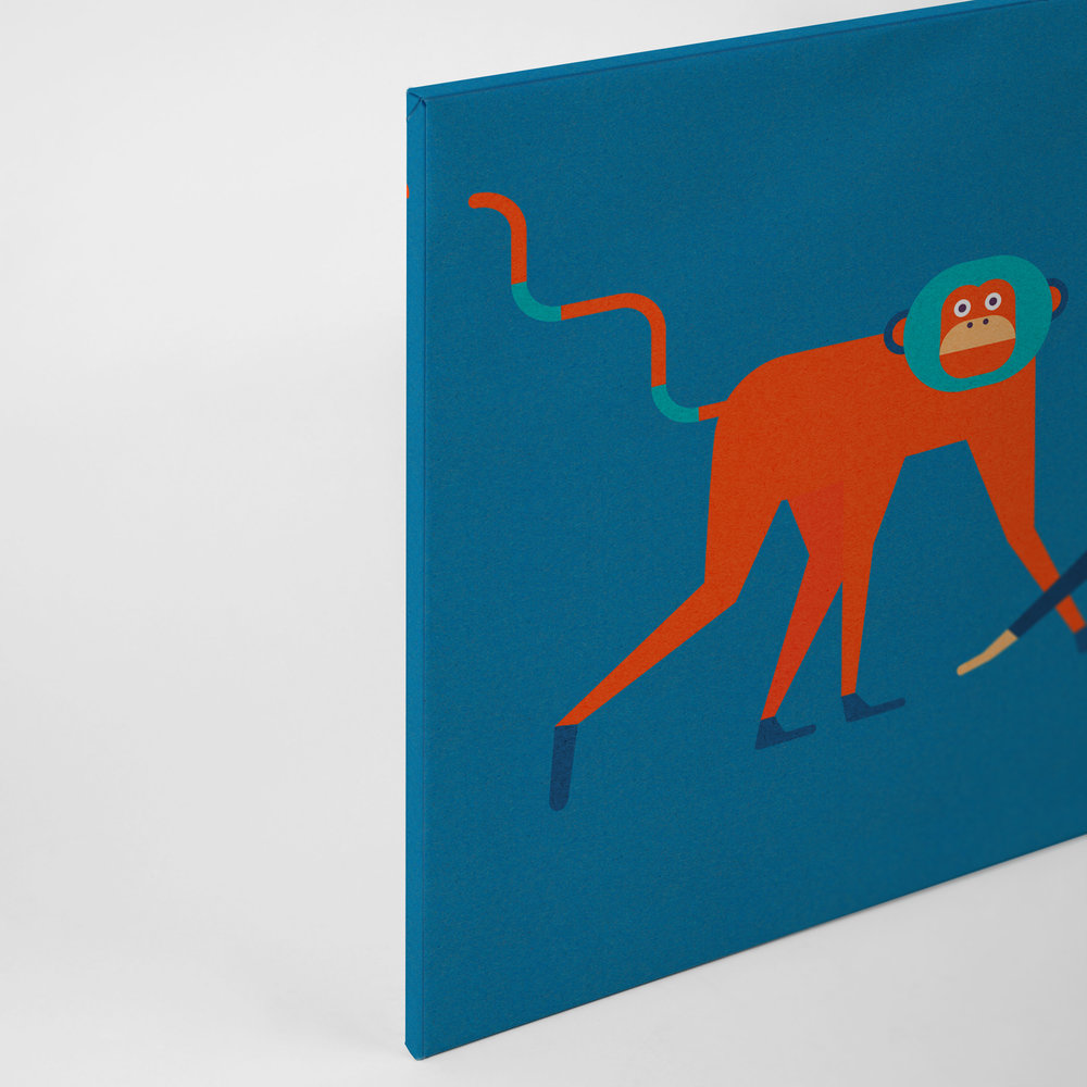             Monkey Business 2 - Pintura en lienzo Pandilla de monos en estilo cómic - Estructura de cartón - 0,90 m x 0,60 m
        