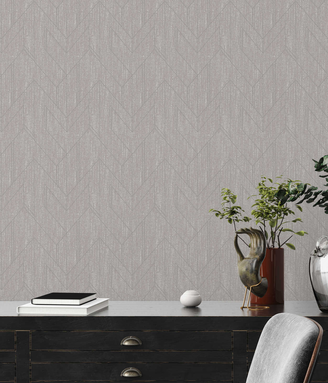             Textile optics wallpaper with structure design & silver pattern - grey
        