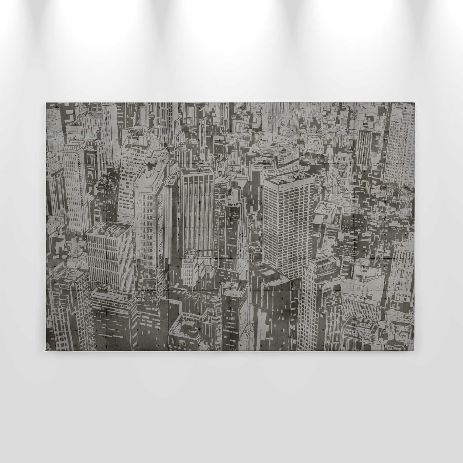             Downtown 2 - Betonnen structuur canvas schilderij New York look - 0.90 m x 0.60 m
        