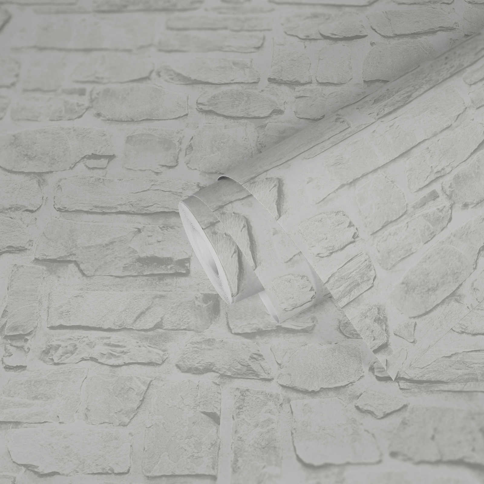             Self-adhesive wallpaper | White stone look with 3D optics - white, grey
        