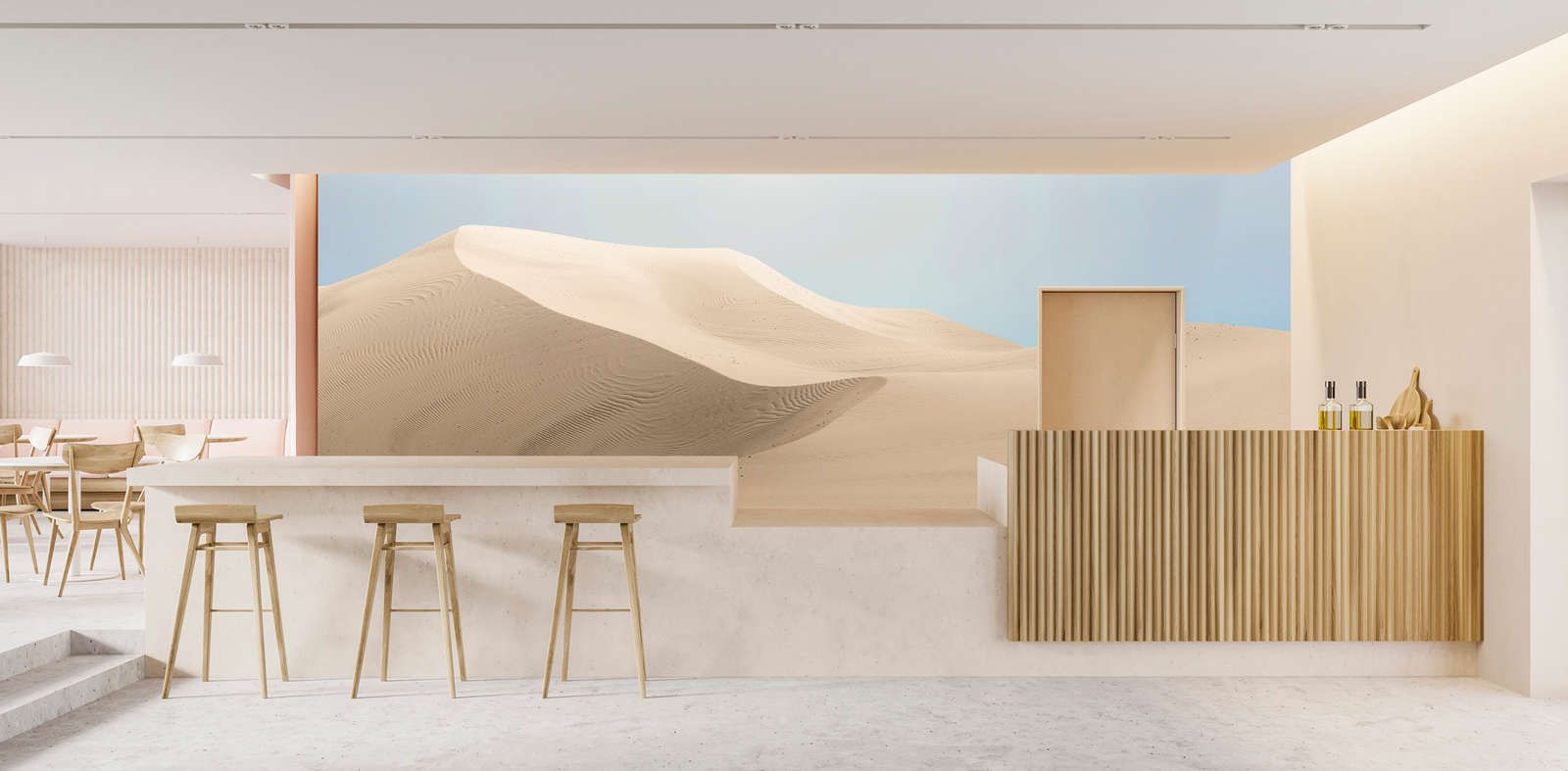             Photo wallpaper »dunes« - pastel-coloured desert landscape - Smooth, slightly shiny premium non-woven fabric
        