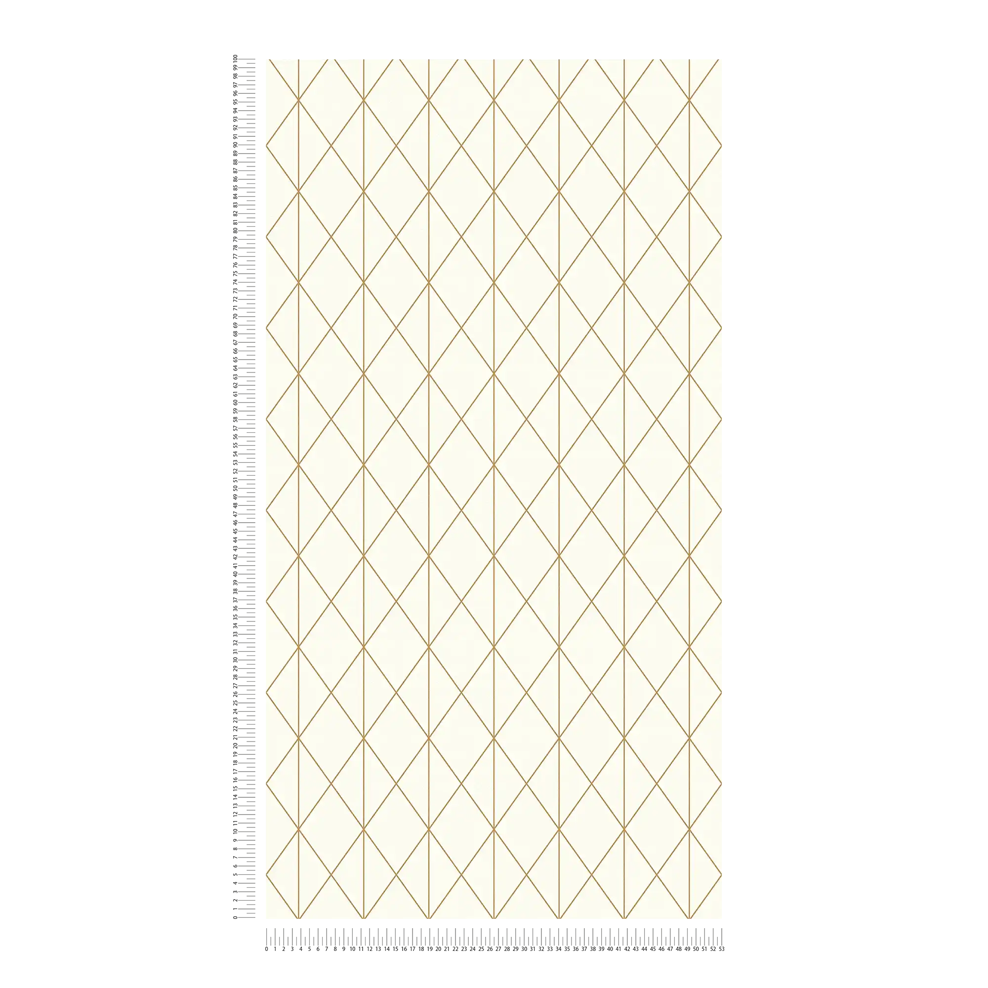             Carta da parati in tessuto non tessuto con motivo a linee dorate e disegno a rombi - crema
        