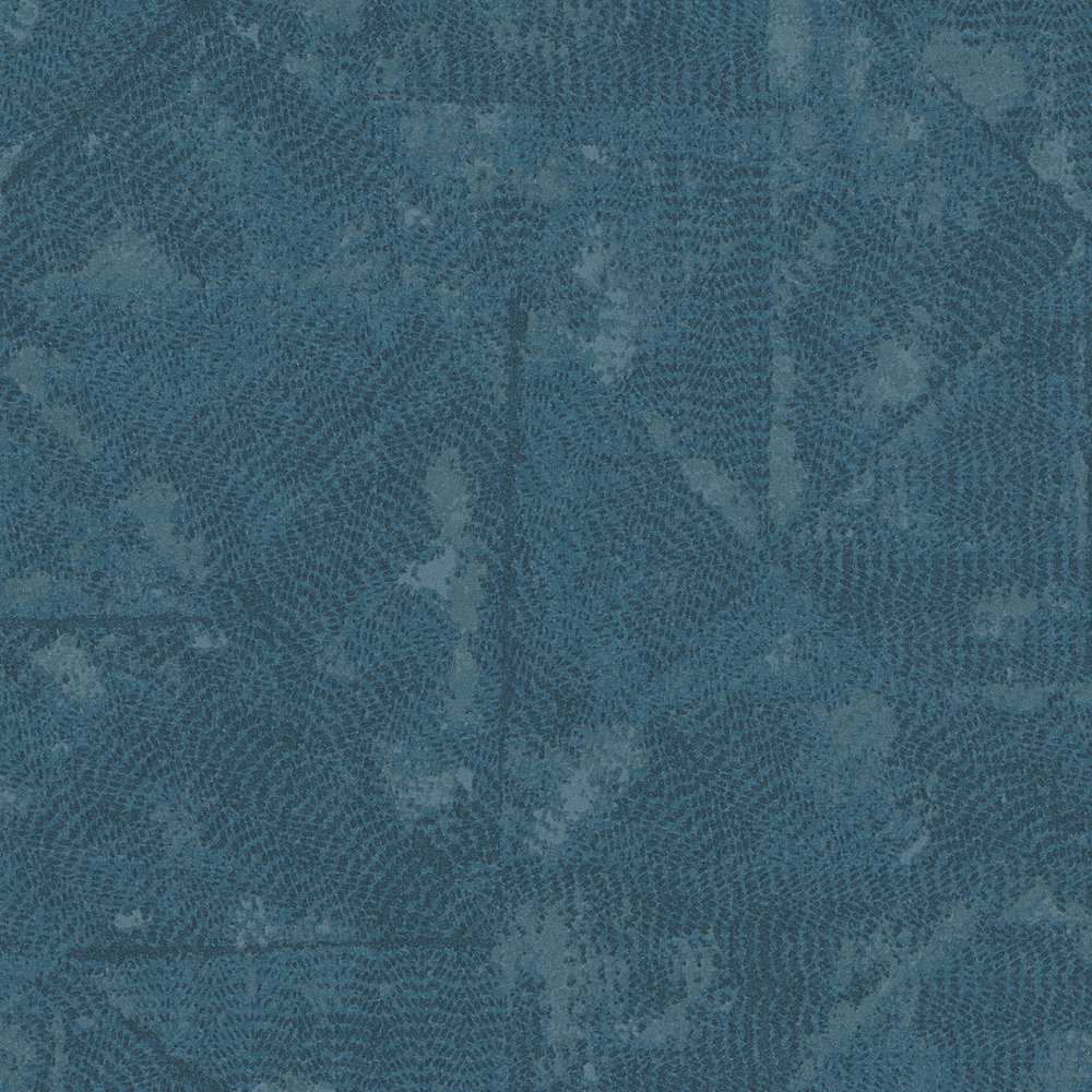             Petrol vliesbehang asymmetrische details - blauw, grijs
        