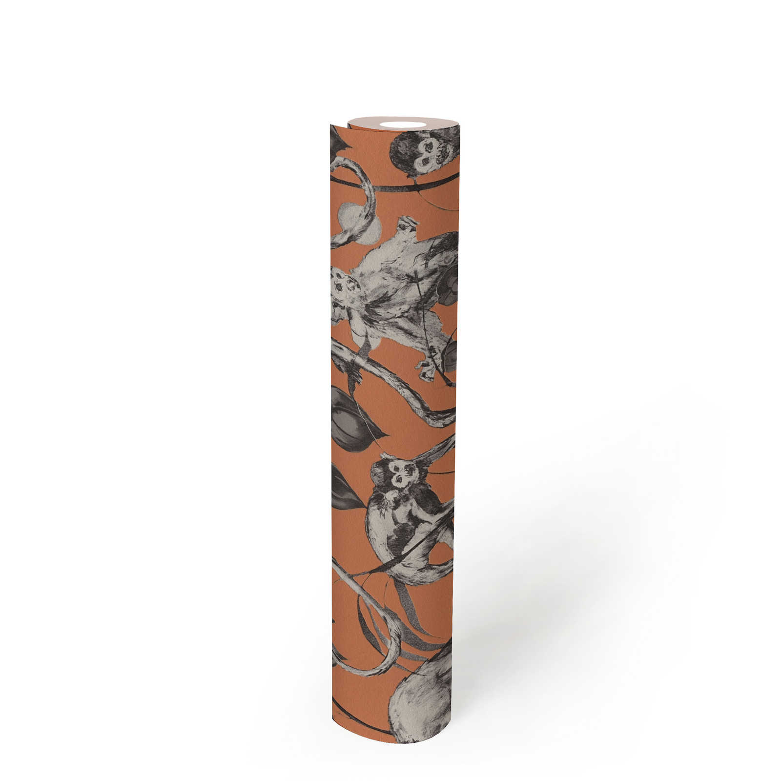             MICHALSKY wallpaper monkeys & jungle motif - orange, grey
        