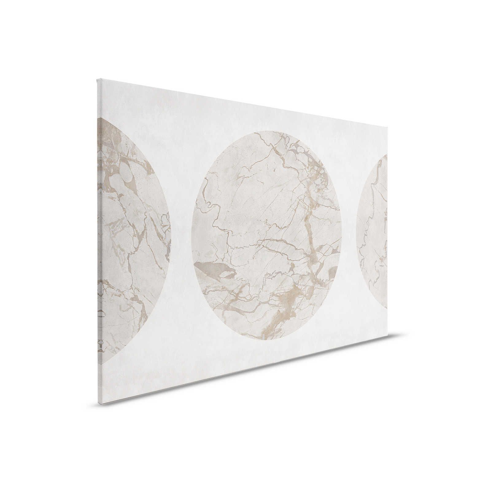         Mercurio 1 - Grey Marble Greige Canvas Painting with Circle Motif - 0.90 m x 0.60 m
    