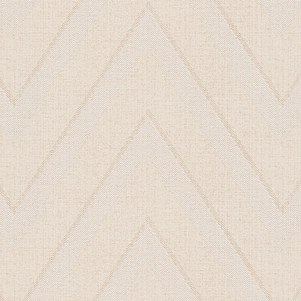             papel pintado con diseño en zig-zag y aspecto de lino - beige, marrón
        