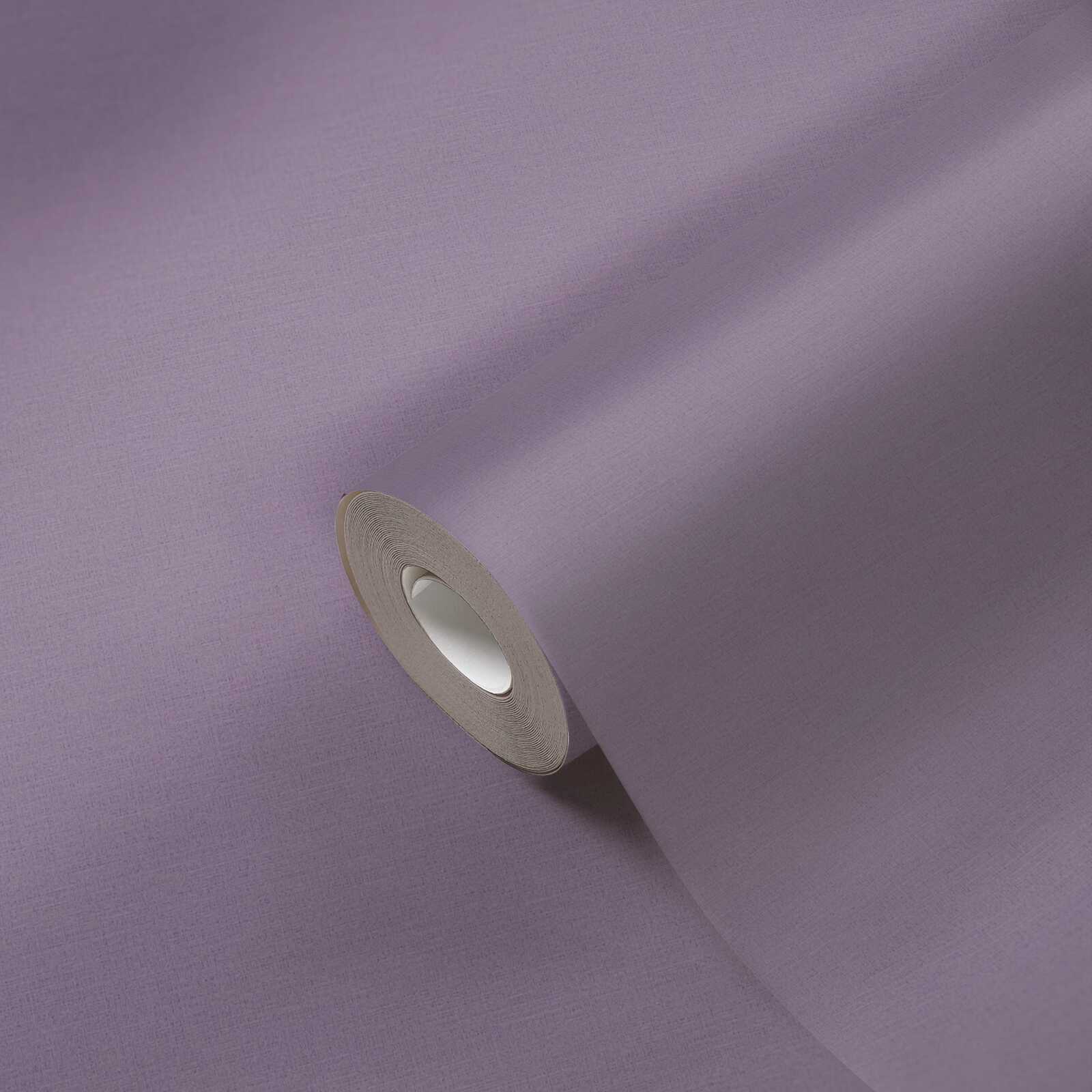             Plain non-woven wallpaper with linen look - purple
        