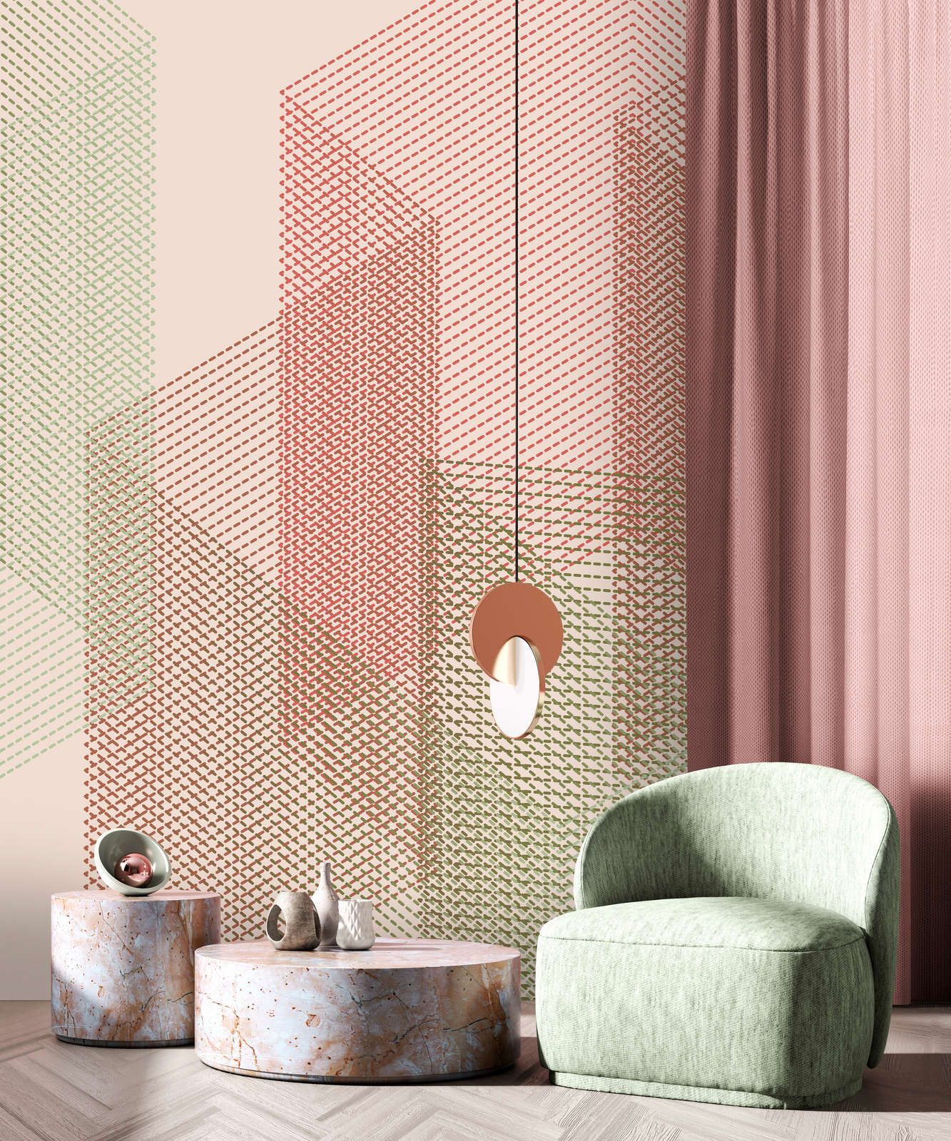             Photo wallpaper »mesh 2« - Abstract 3D design - Red, Green | Light textured non-woven
        