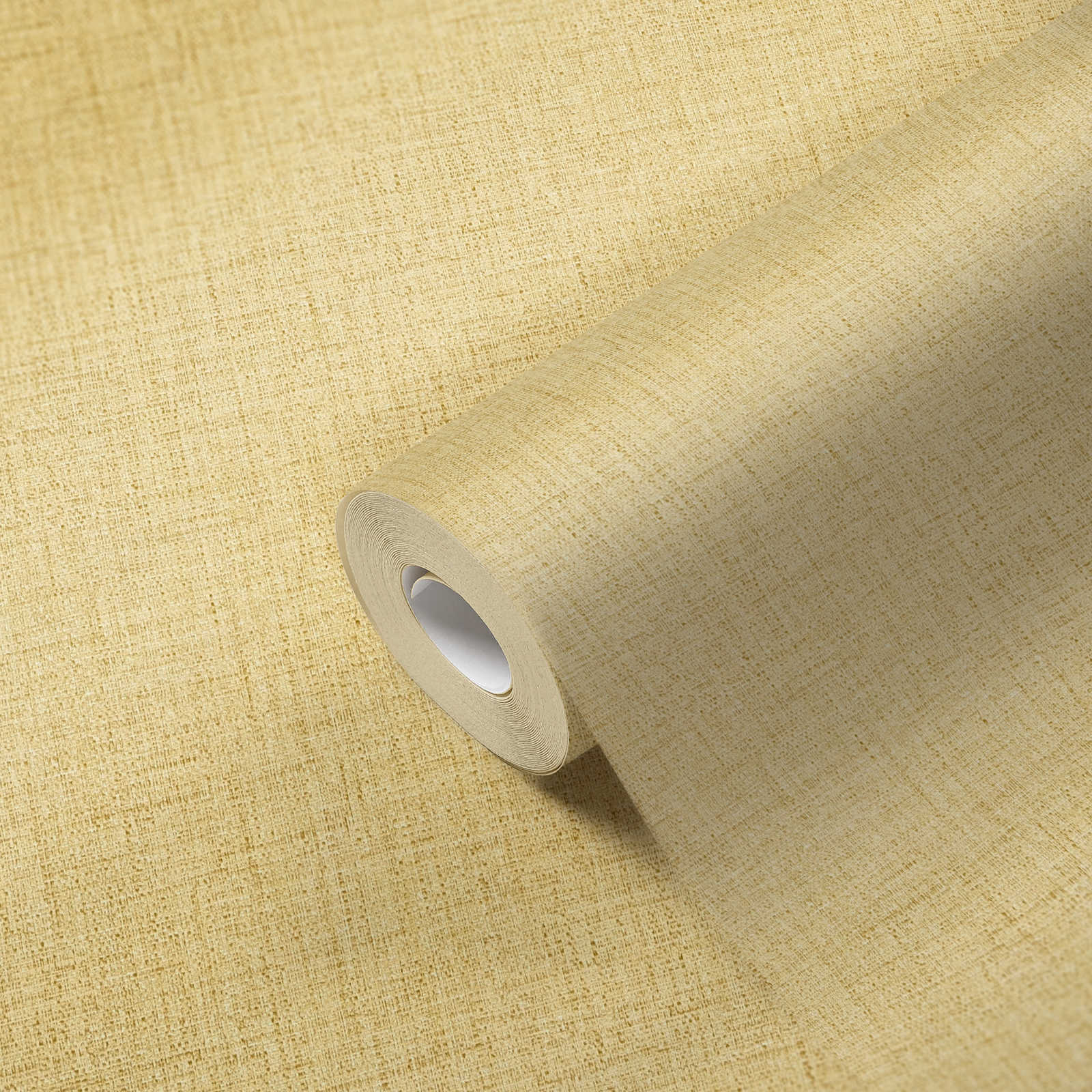             Papier peint aspect textile chiné avec structure - jaune
        