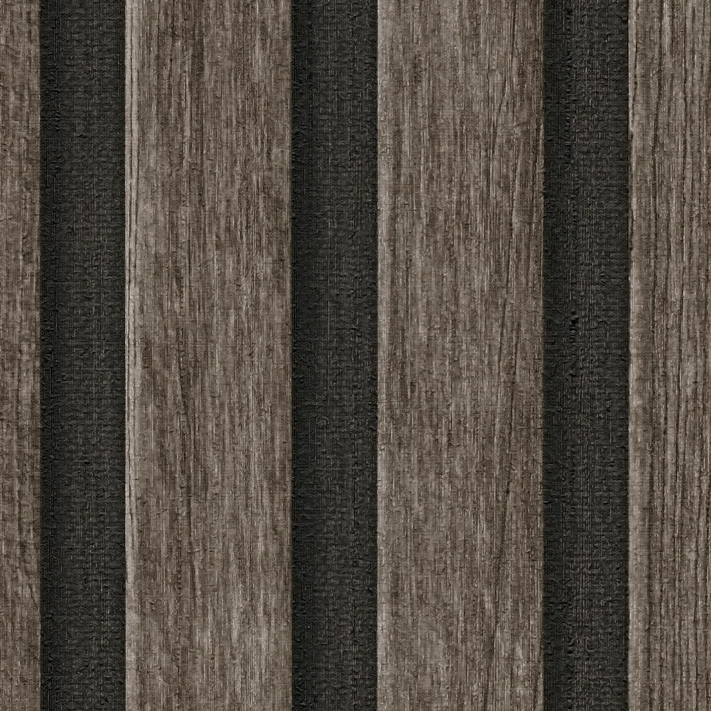             Papel pintado de panel de madera con estructura fina - marrón
        