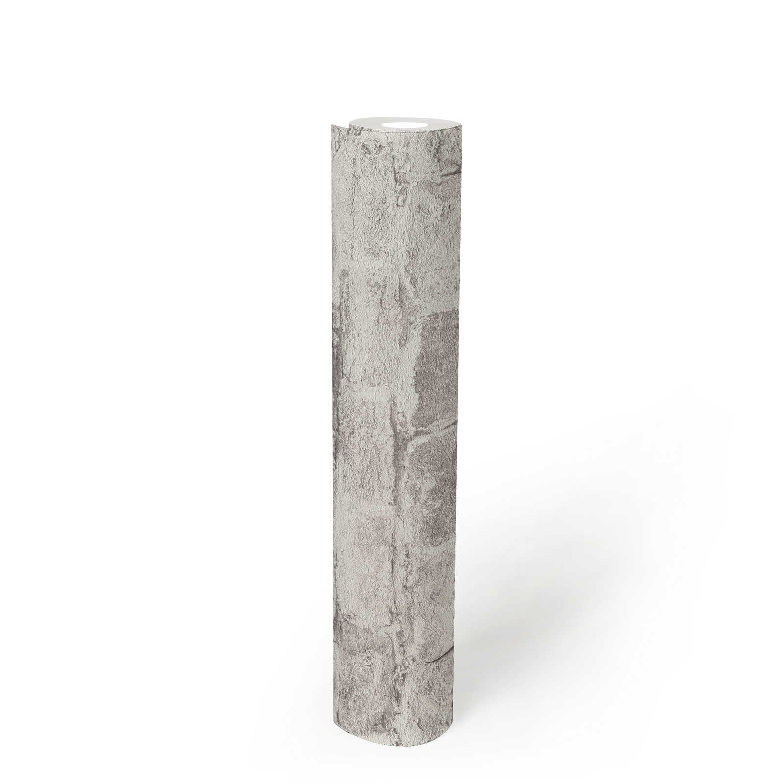             Papel pintado tejido-no tejido con aspecto de piedra - gris, gris, blanco
        