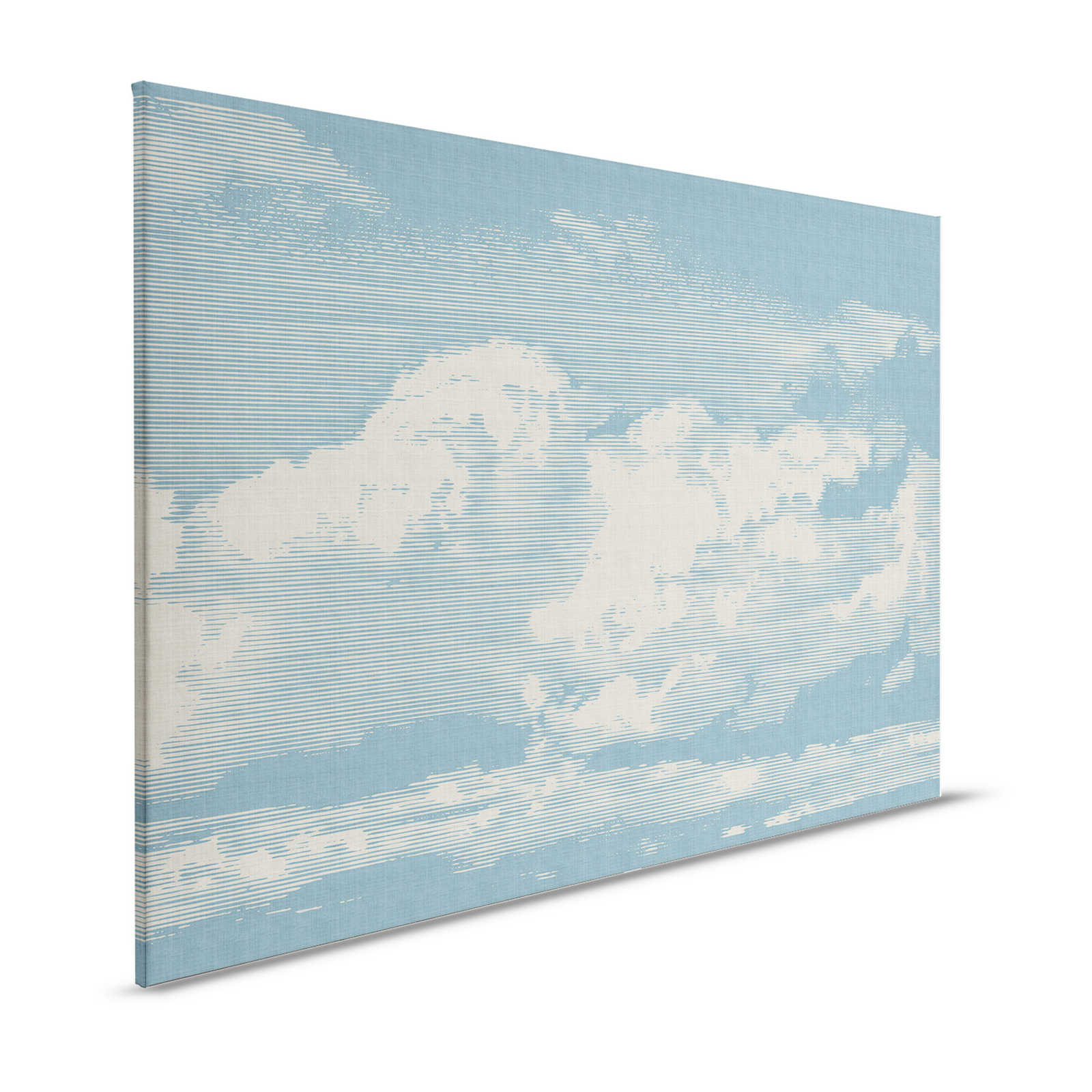 Clouds 1 - Toile céleste avec motif de nuages en lin naturel - 1,20 m x 0,80 m
