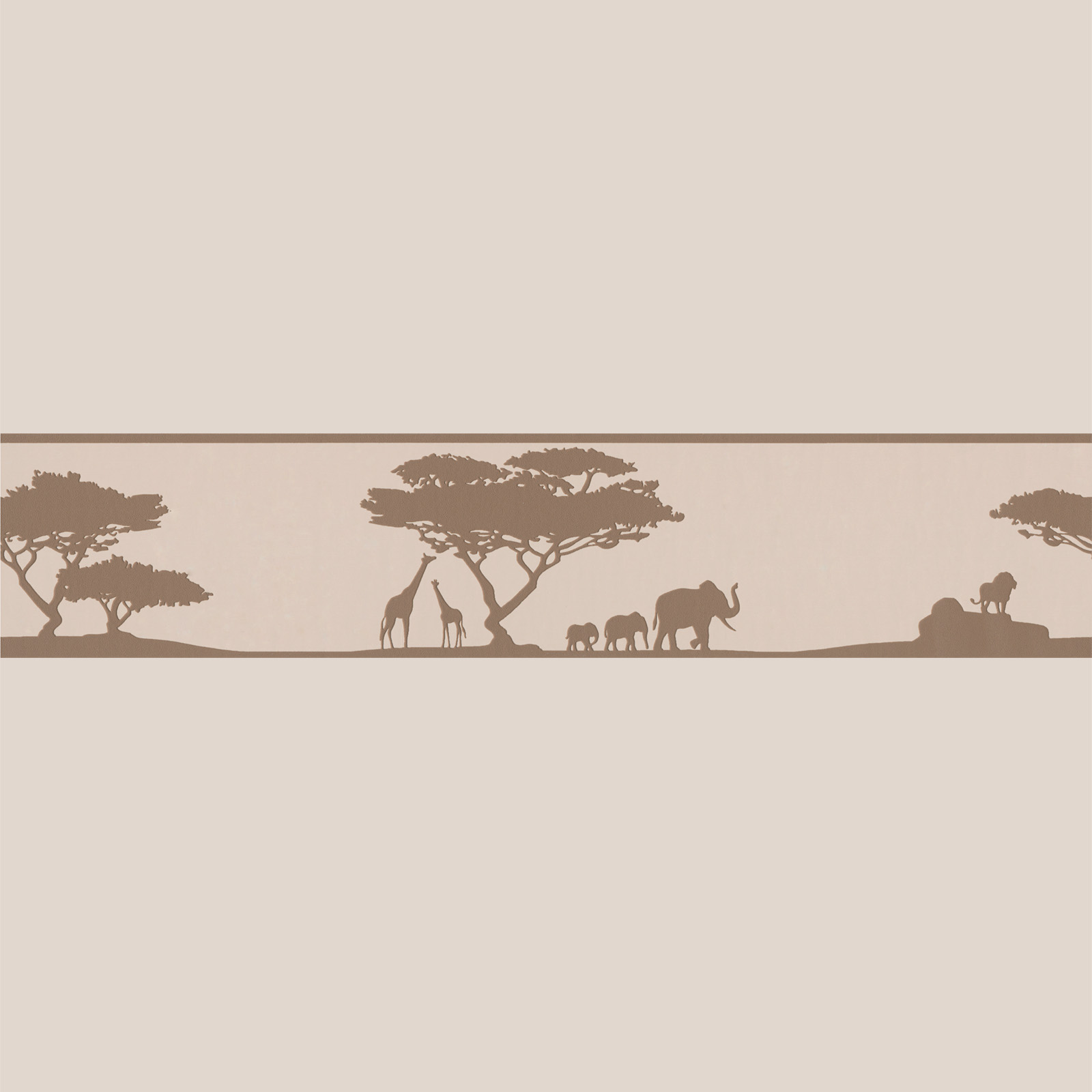         Border Africa motif savannah animals - Beige, Brown
    