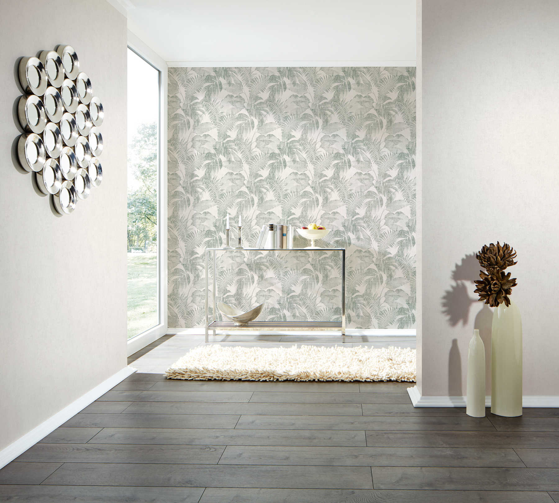             Plain wallpaper mottled with textile look - cream
        