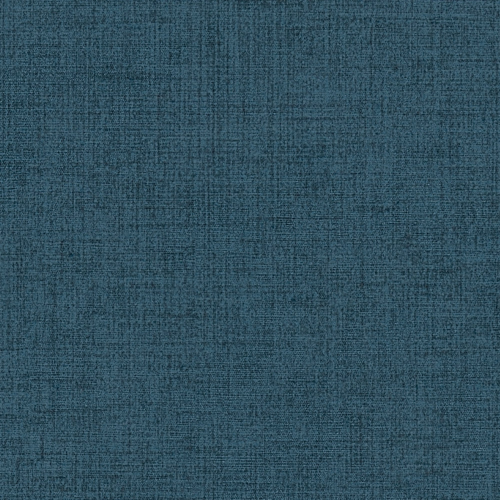             Papel pintado no tejido con aspecto de lino en azul petróleo
        