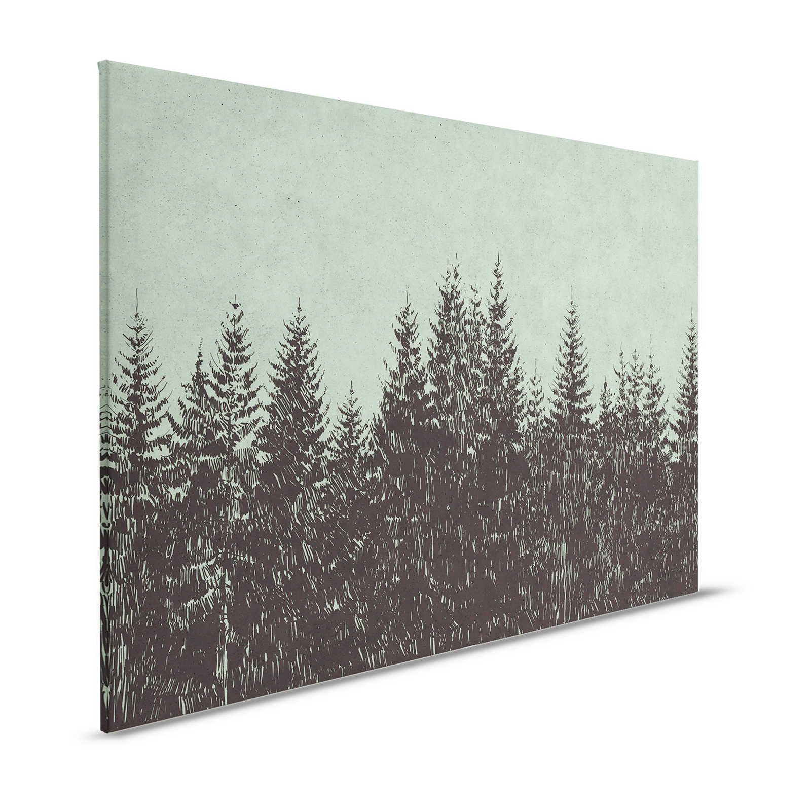 Forest Canvas Painting Drawing Style Fir Tips - 1.20 m x 0.80 m
