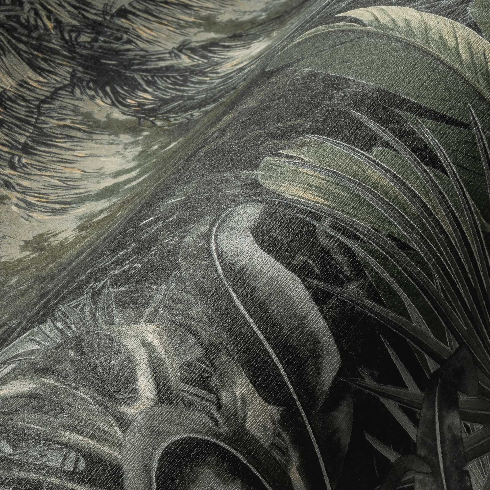             Papel pintado de palmeras, estilo colonial moderno - verde
        