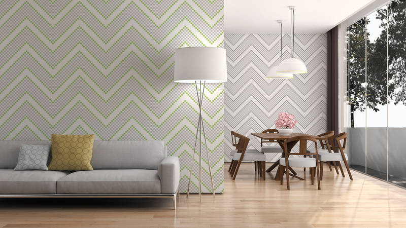             Design wallpaper zig zag motif yellow on premium smooth non-woven
        