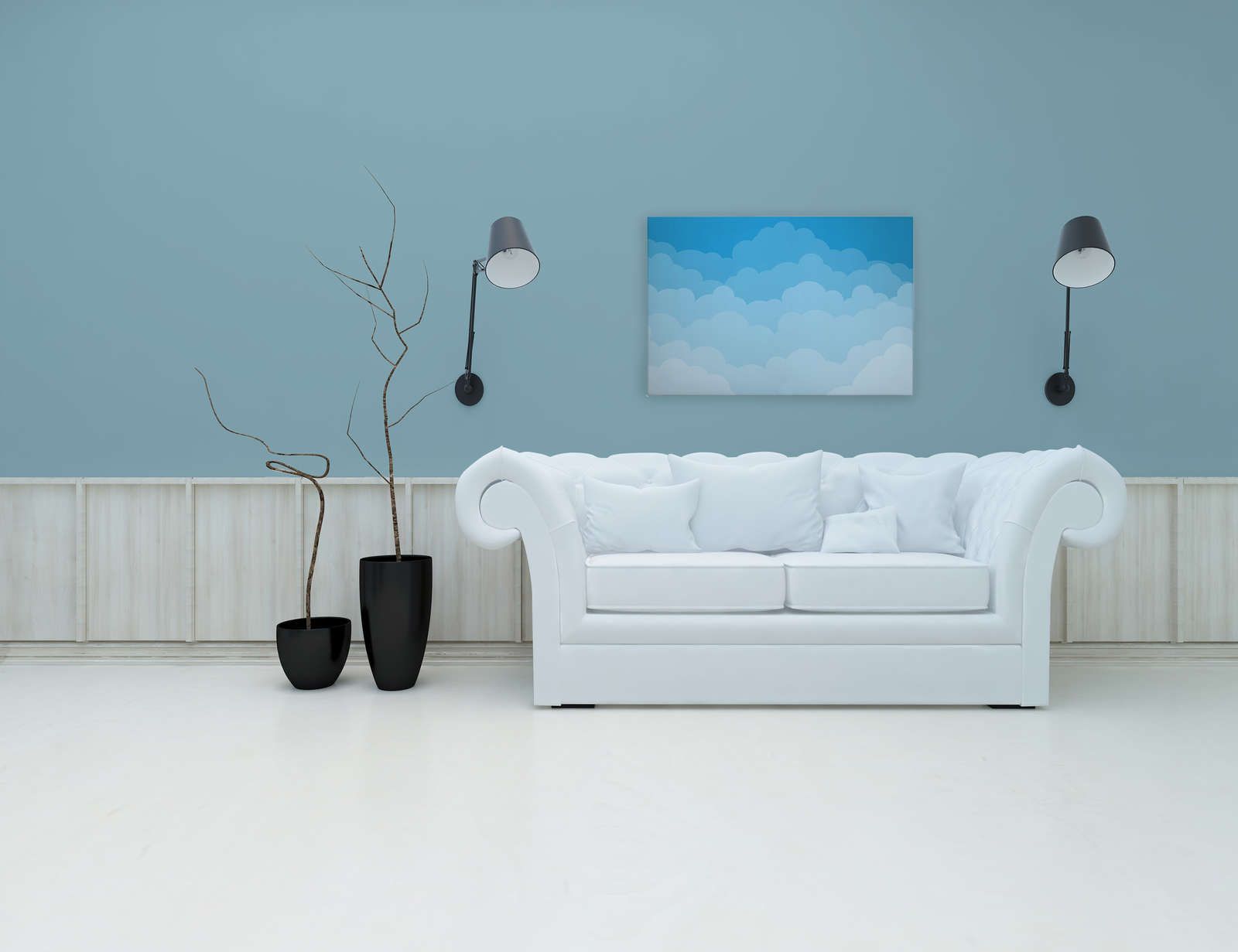             Canvas Lucht met wolken in stripstijl - 90 cm x 60 cm
        