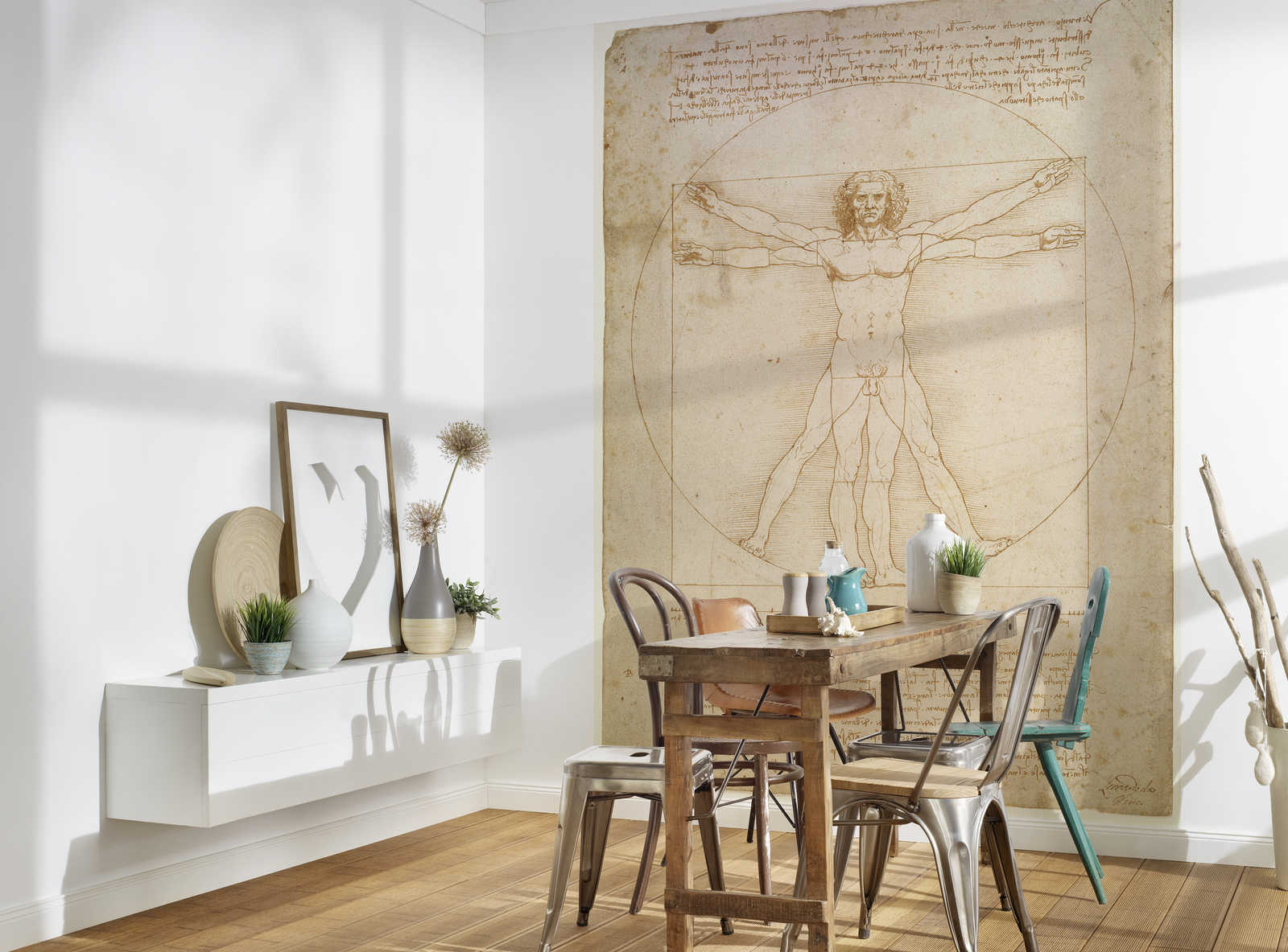             L'Uomo Vitruviano" murale di Leonardo da Vinci
        