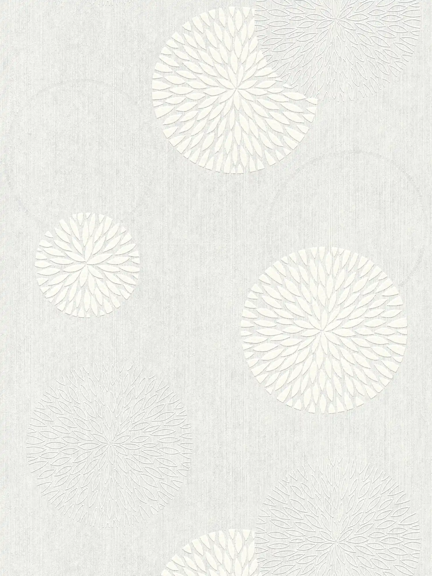 Papel pintado gráfico flores de puntos - pintable, blanco
