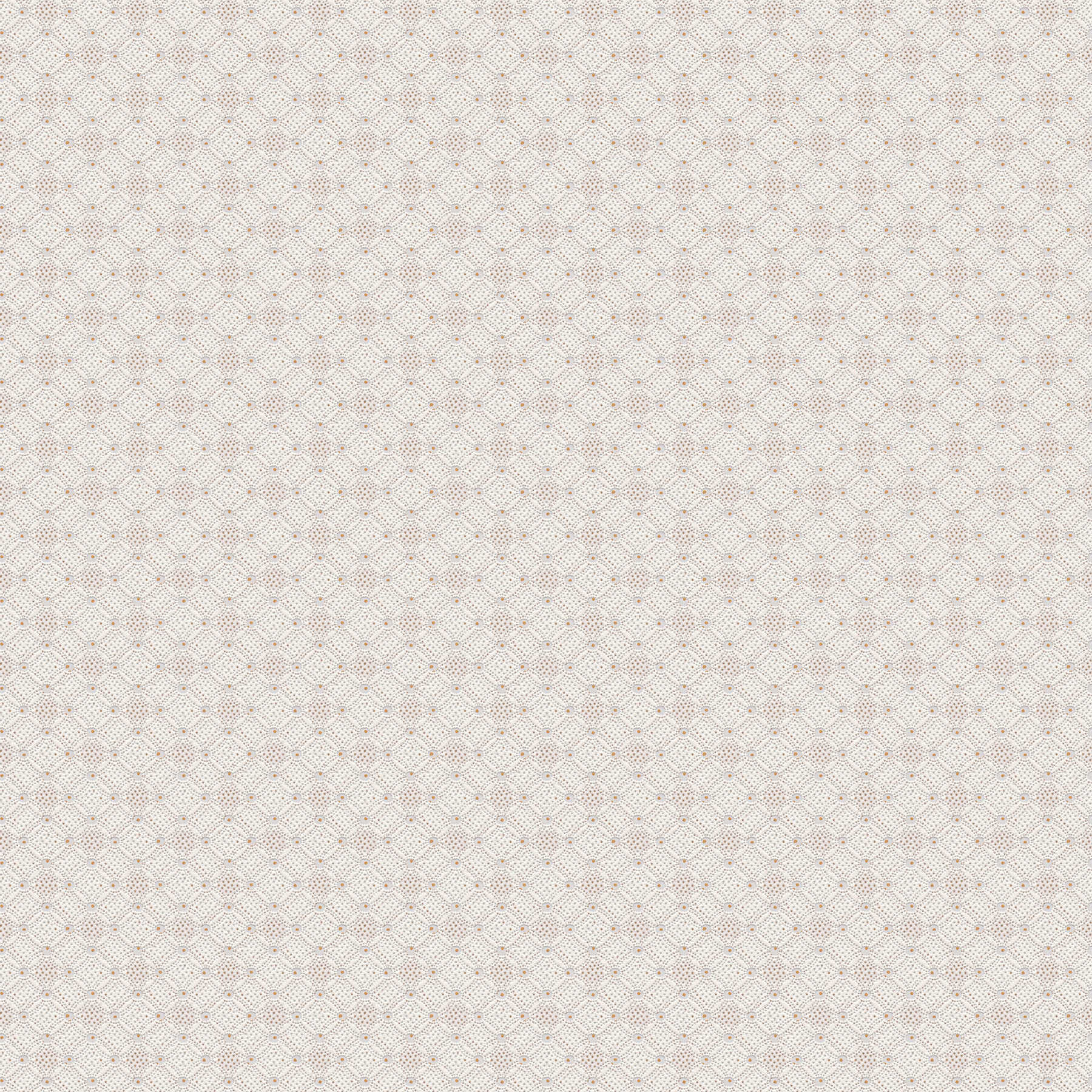 Structured wallpaper with diamond and dot pattern - cream, white, grey
