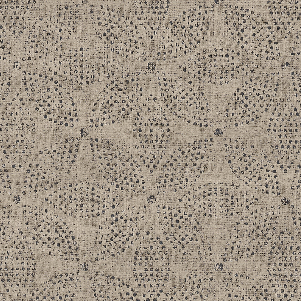             wallpaper African Style graphic dot painting - black, beige, grey
        