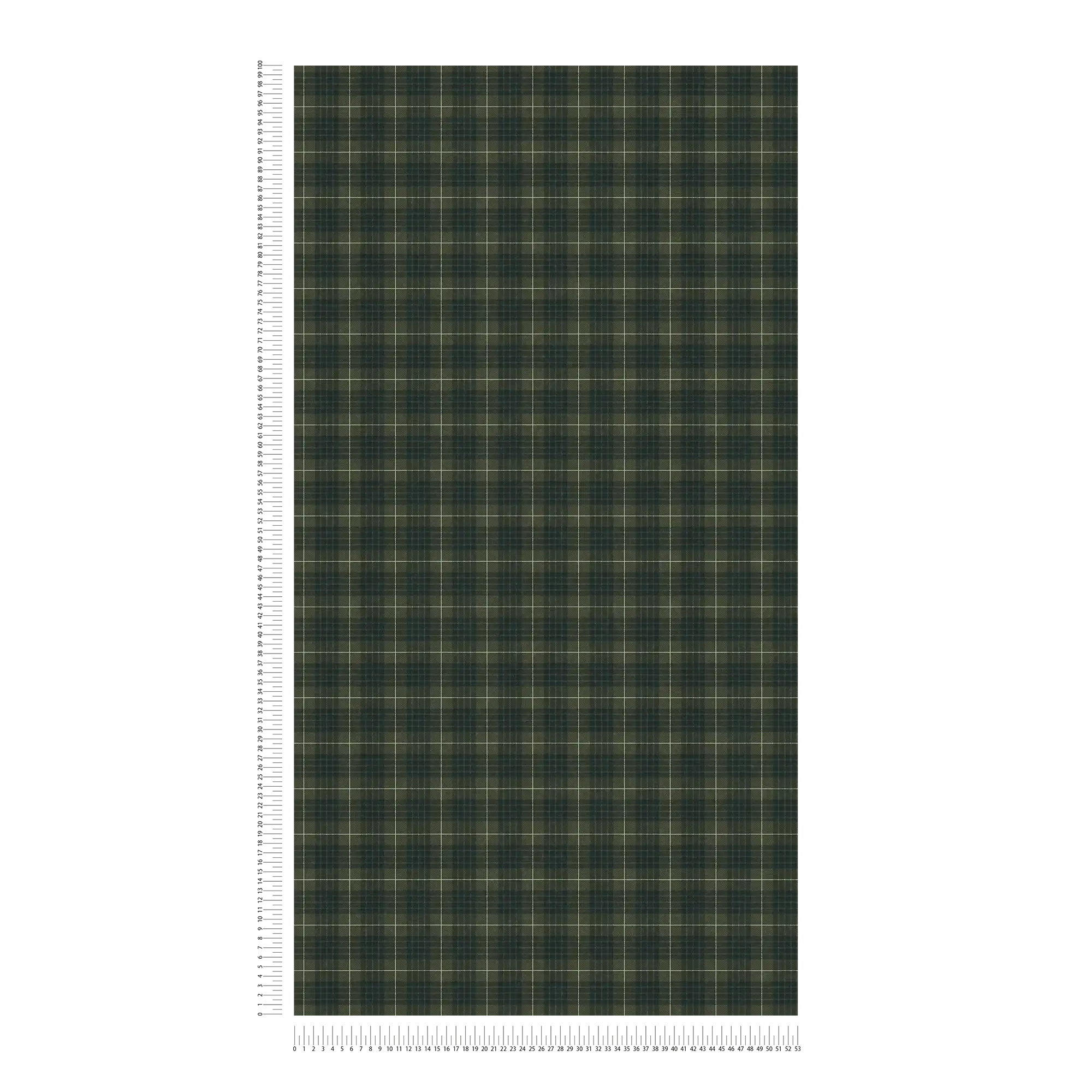             papier peint intissé aspect tissu avec motif écossais - vert, noir
        
