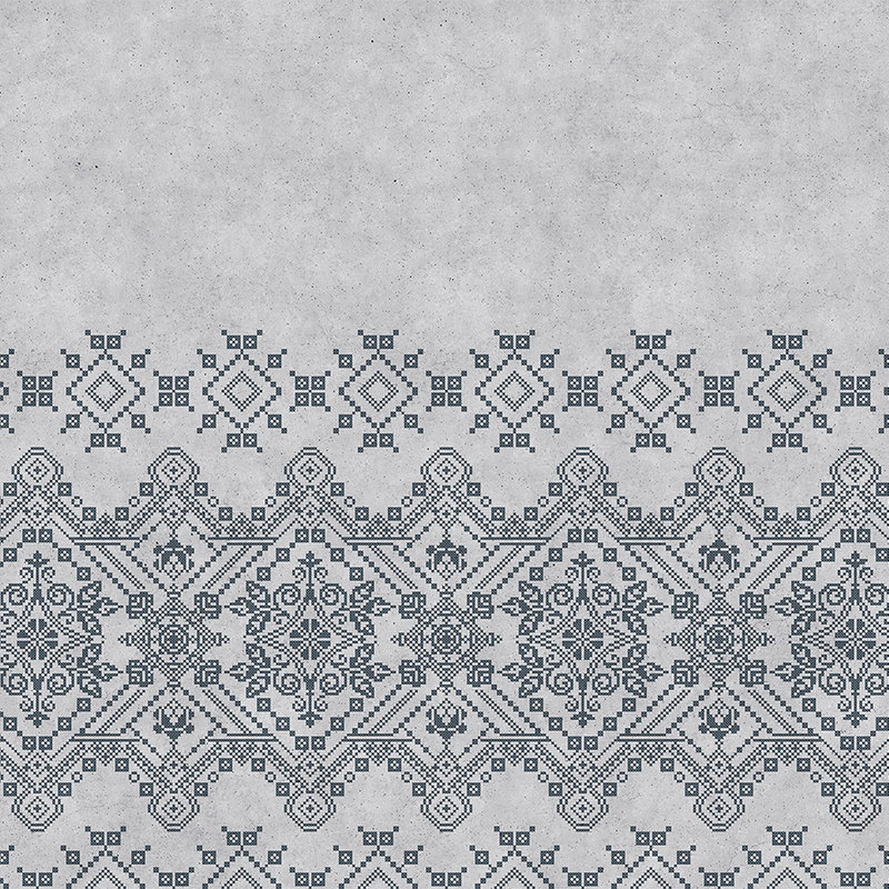         Nordic look embroidery pattern mural - grey, blue
    