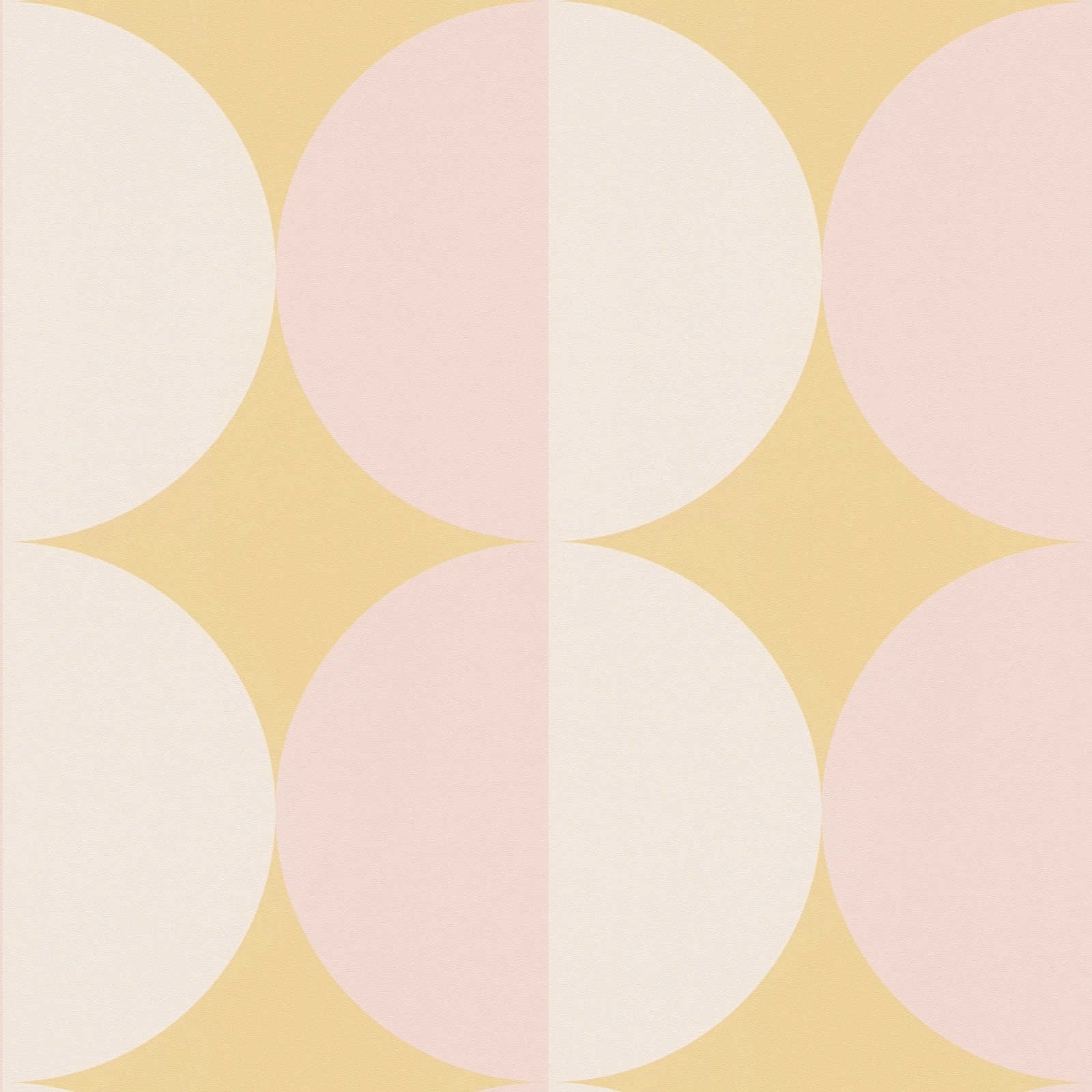             Non-woven wallpaper with circle pattern retro design - orange, beige, pink
        