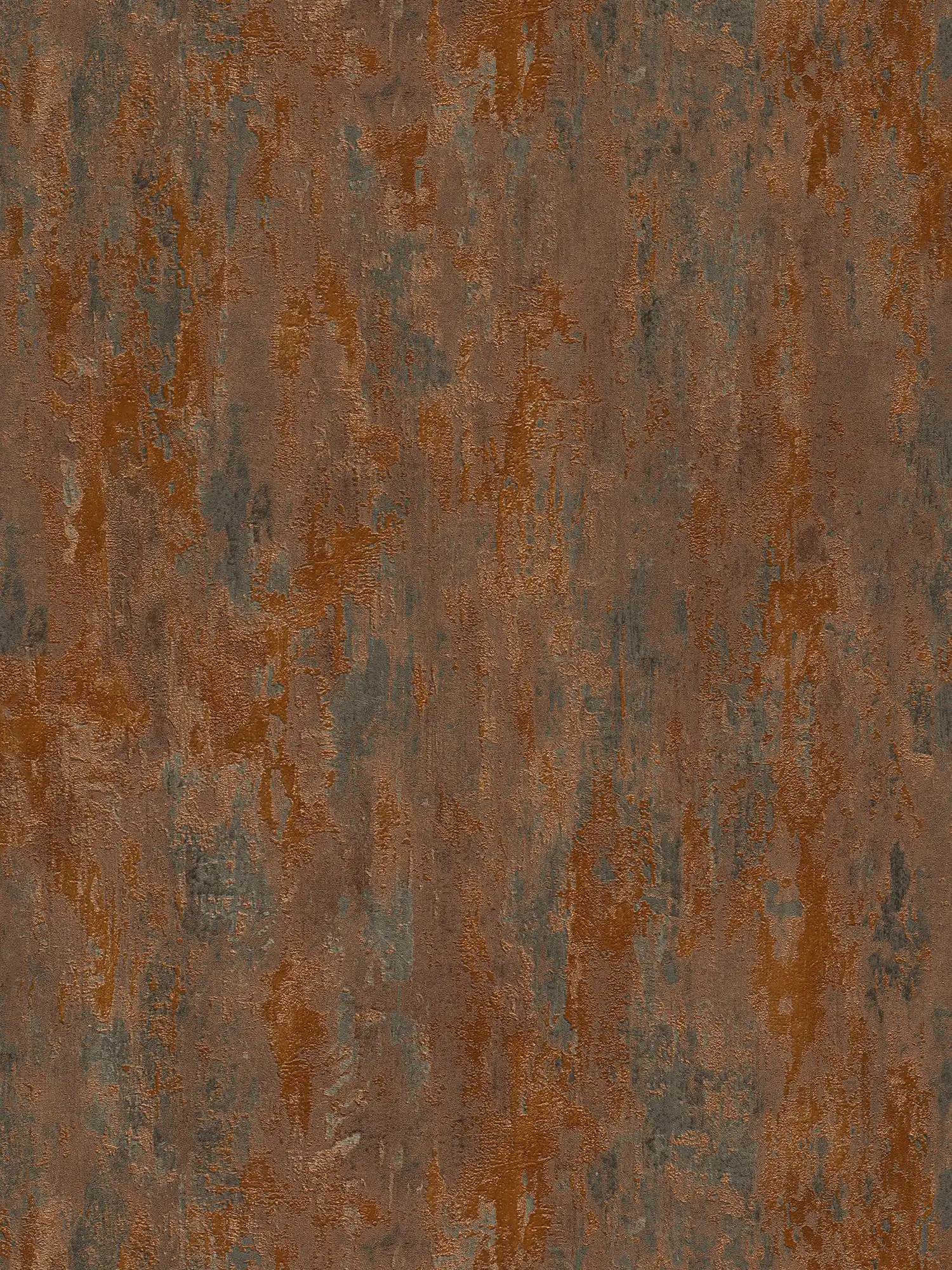 Papel pintado efecto óxido y metálico en estilo industrial - naranja, cobre, marrón
