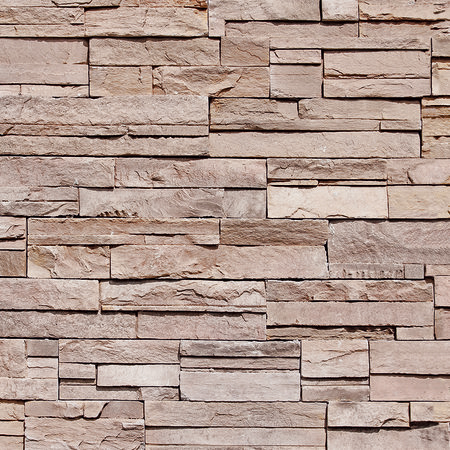 Photo wallpaper 3D stone look, light brown dry stone wall
