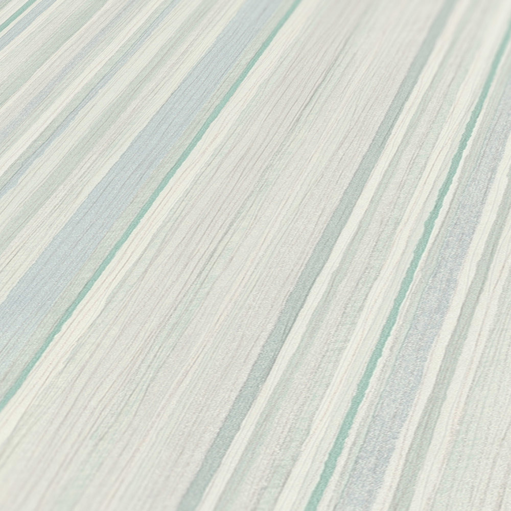             Carta da parati a righe con motivo a linee - blu, verde, grigio
        