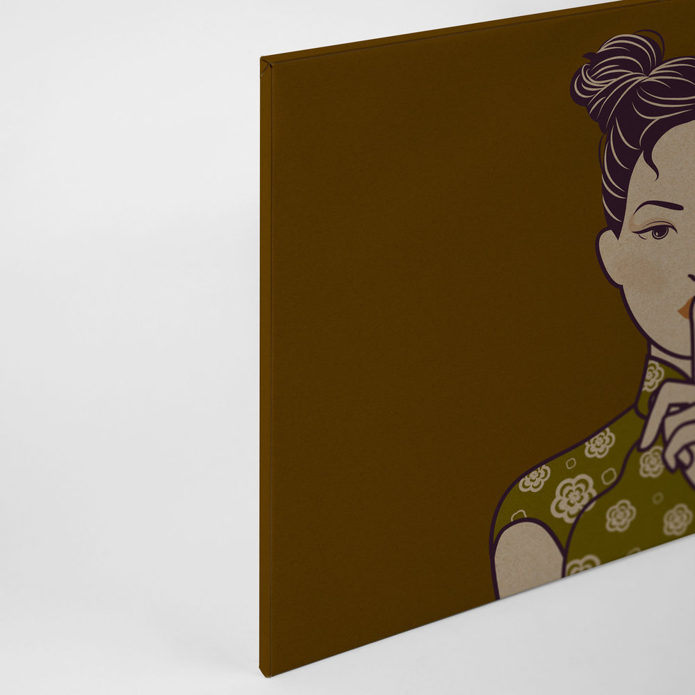             Himari 1 - pssst, quadro in stile manga su tela con struttura in cartone - 0,90 m x 0,60 m
        