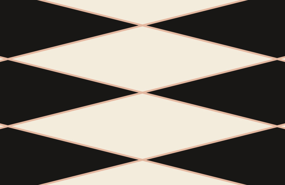             Papier peint Rétro avec motif losange graphique - noir, crème, pêche | structure Intissé
        