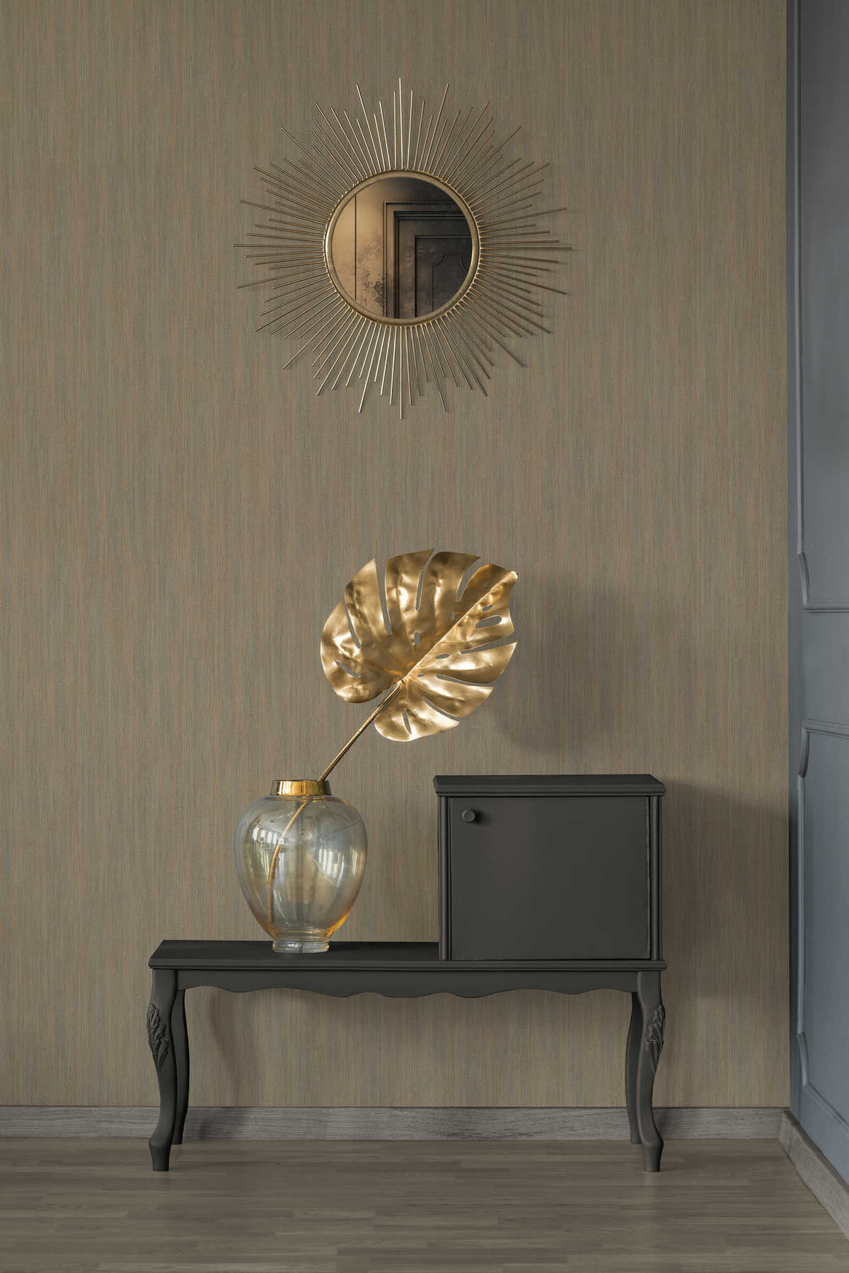             wallpaper brown gold mottled with satin sheen
        
