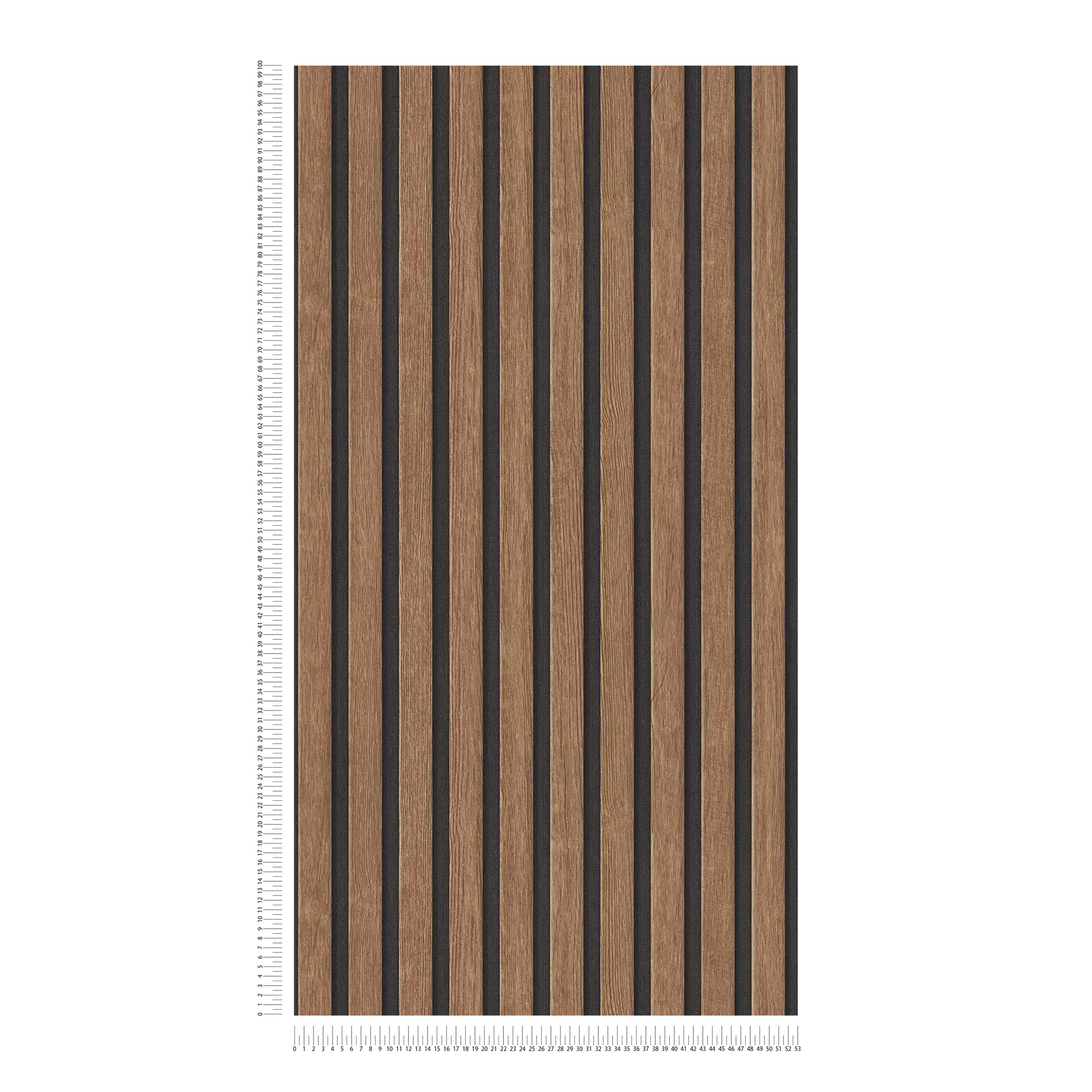             Pannelli acustici Carta da parati in tessuto non tessuto effetto legno realistico - Marrone, Nero
        