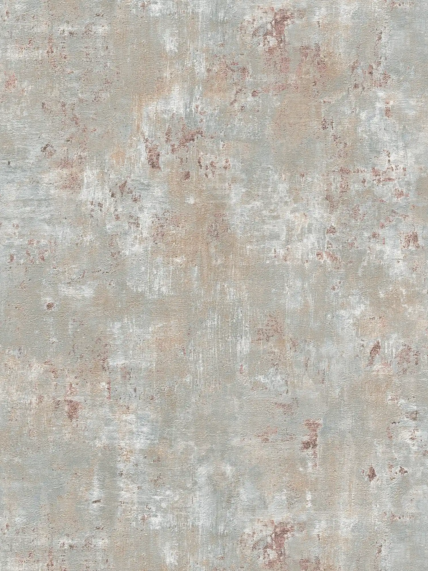 Non-woven wallpaper in used look with metallic accents - grey, blue, bronze
