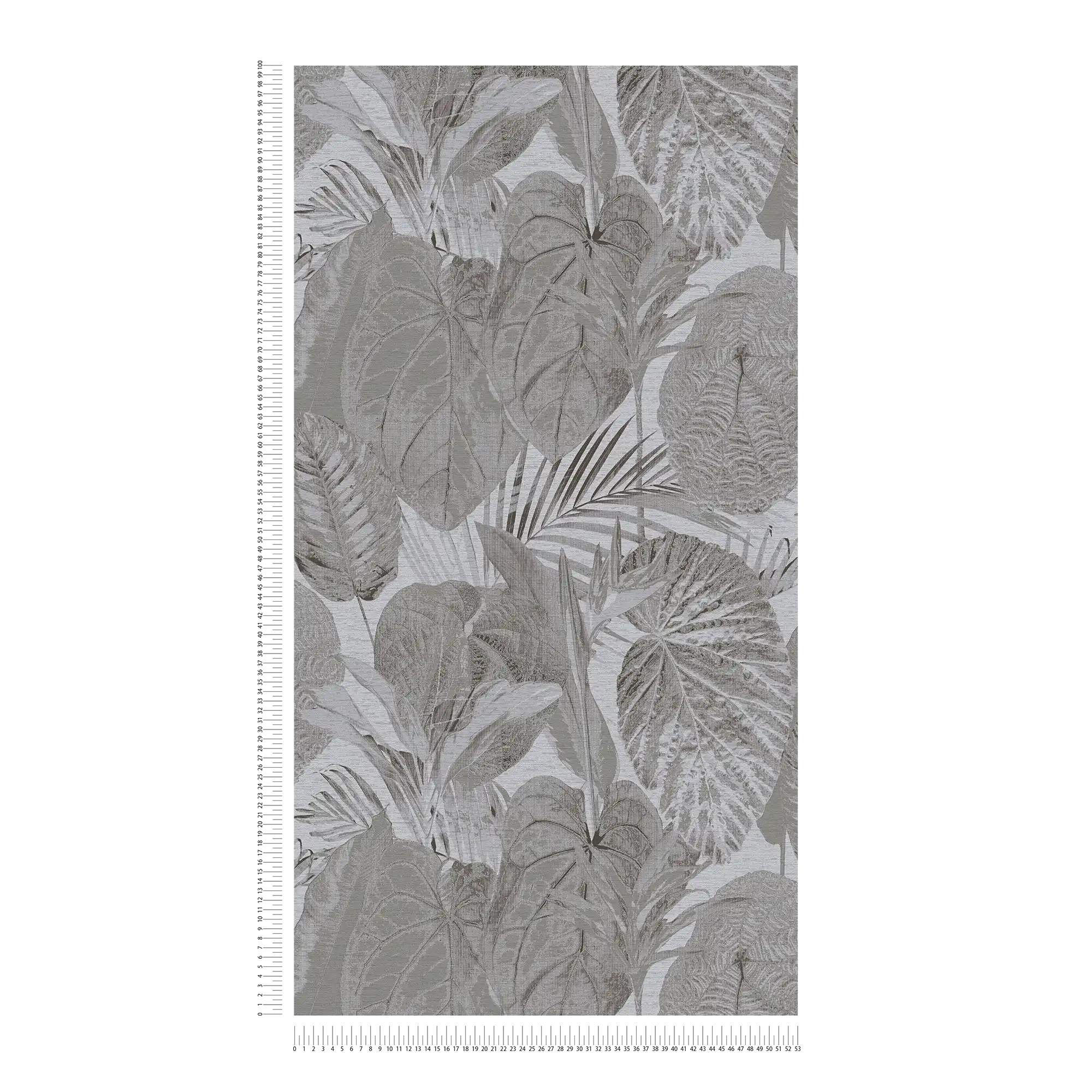             papier peint en papier avec motif jungle légèrement structuré, mat - gris, anthracite
        