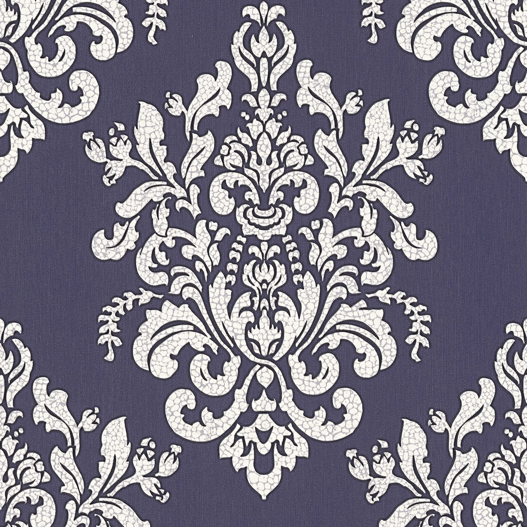 Ornament wallpaper with crackle effect - metallic, purple
