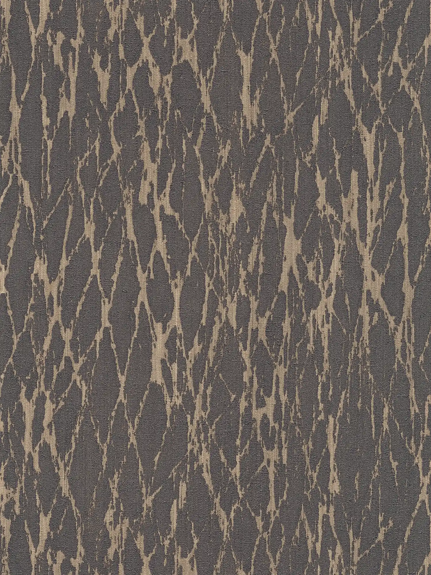 Non-woven wallpaper with wavy line pattern - black, brown, beige
