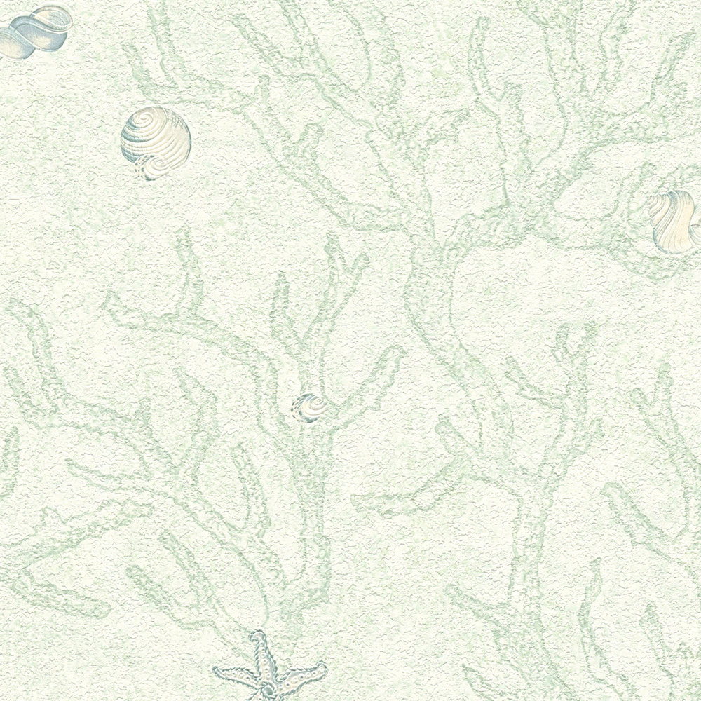             Papel pintado no tejido VERSACE motivo coral y estrella de mar - verde
        