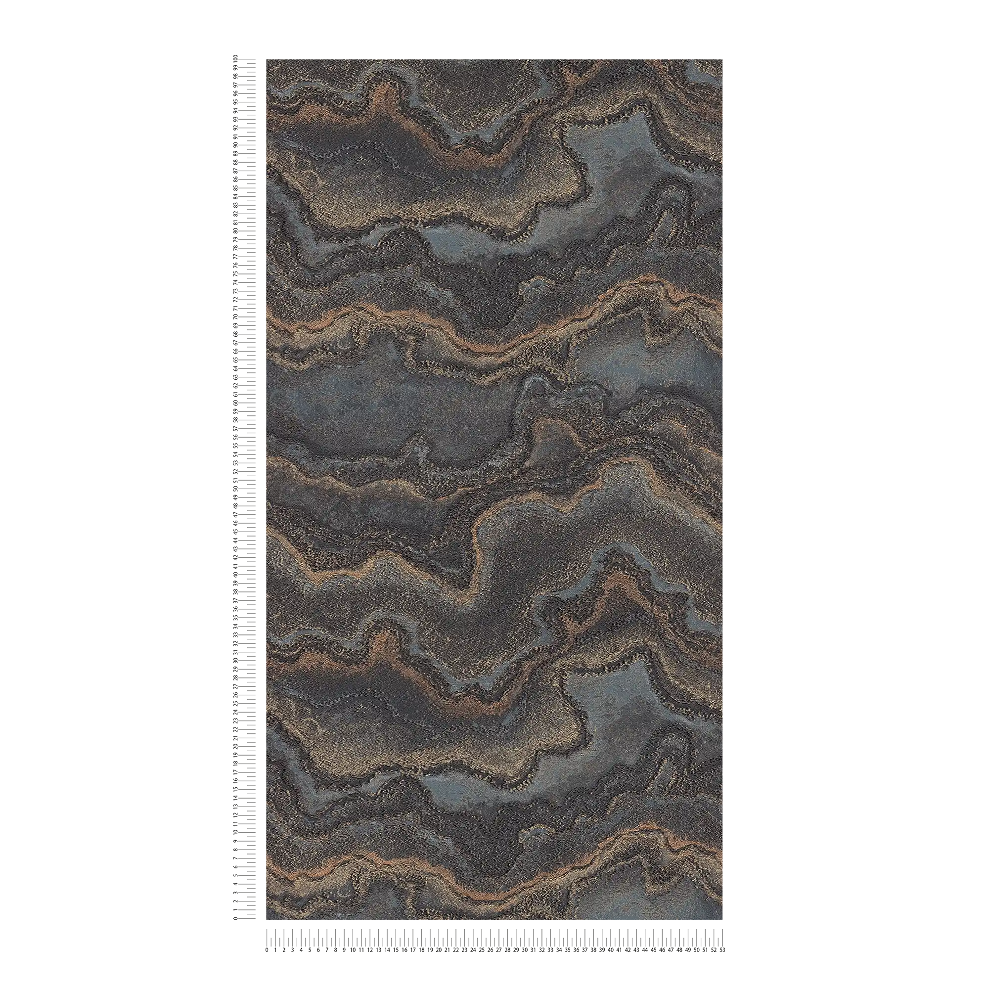             Marbled non-woven wallpaper with gold accents - black, gold
        